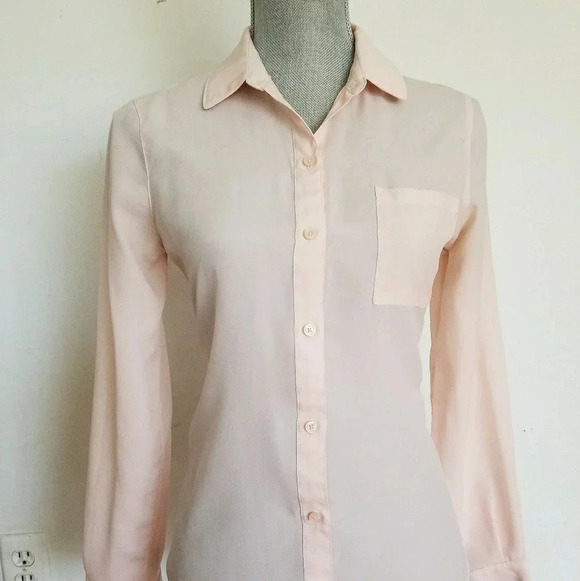 Old Navy Womens Blush Pink Sheer Button Front Blou - Picture 1 of 8
